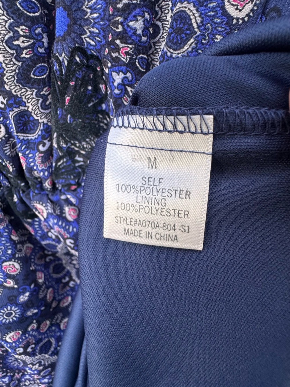 Francesca's Collections Paisley Blue Rain Dress Bell Sleeves Boho Size Medium - Picture 5 of 7